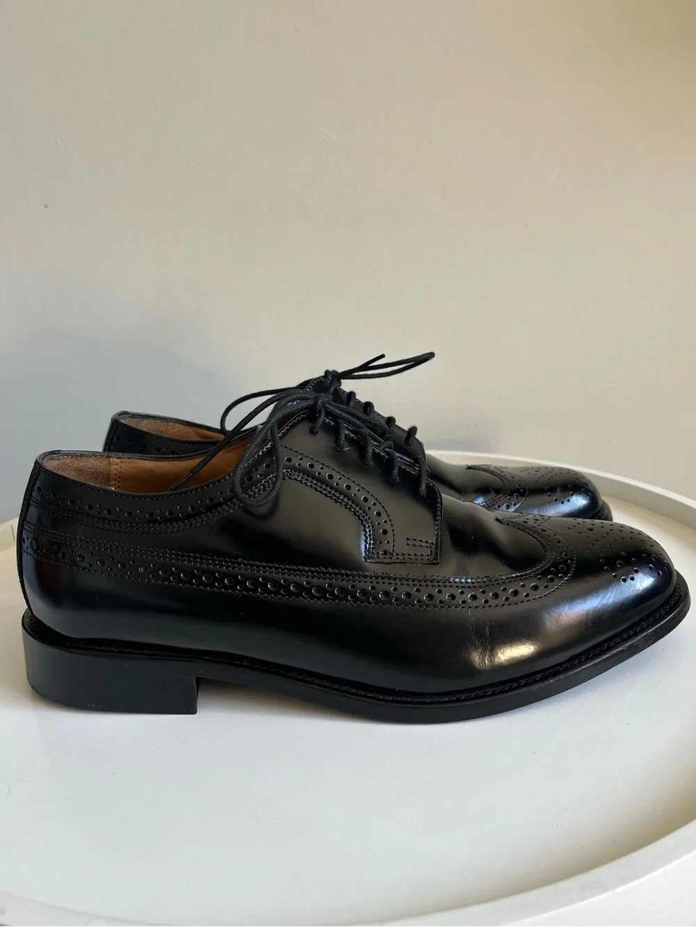 Bostonian Luxe Black Leather Wingtip Brogue Lace up Oxford Shoes 10 Wide